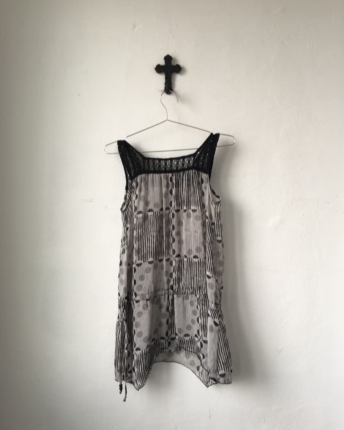 Dot pattern mixed sleeveelss 상품이미지2