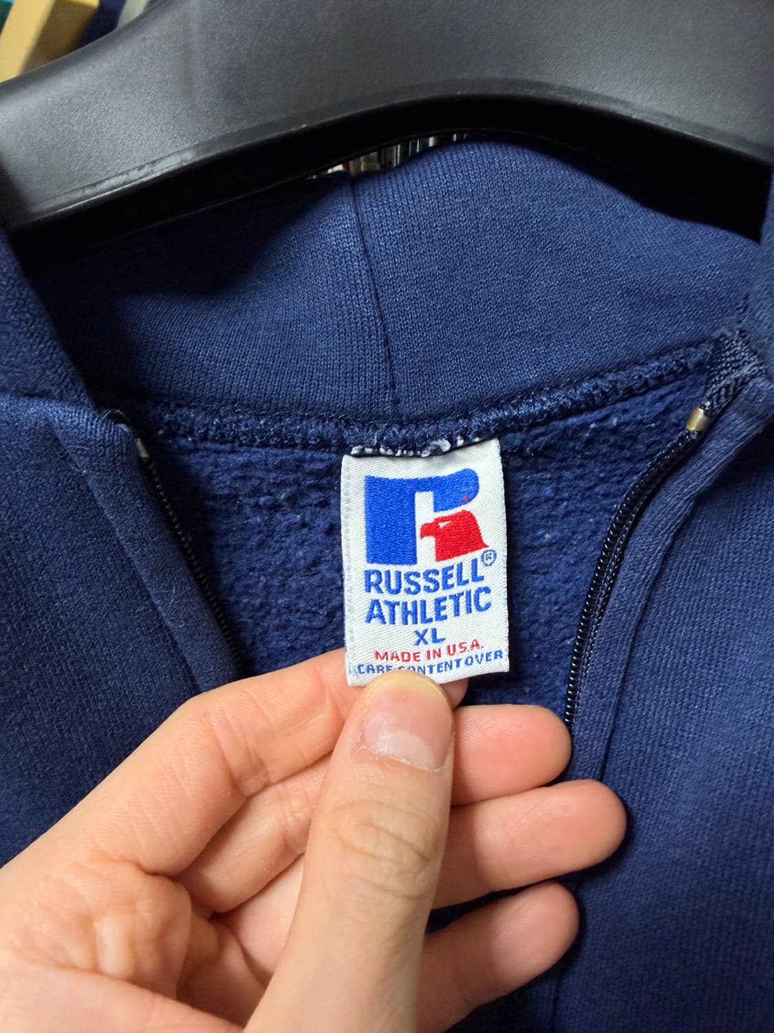 Vintage Russell Athletic Navy Zip-up XL 상품이미지3