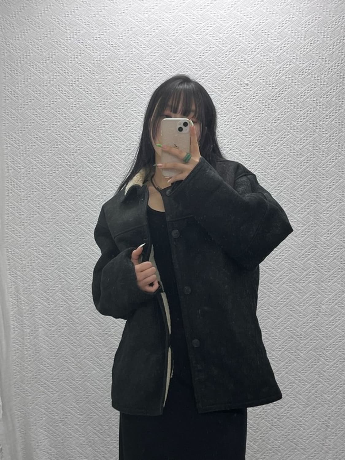 랭글러 빈티지 오버핏 가죽 양털 무스탕 자켓 L C08922 상품이미지2