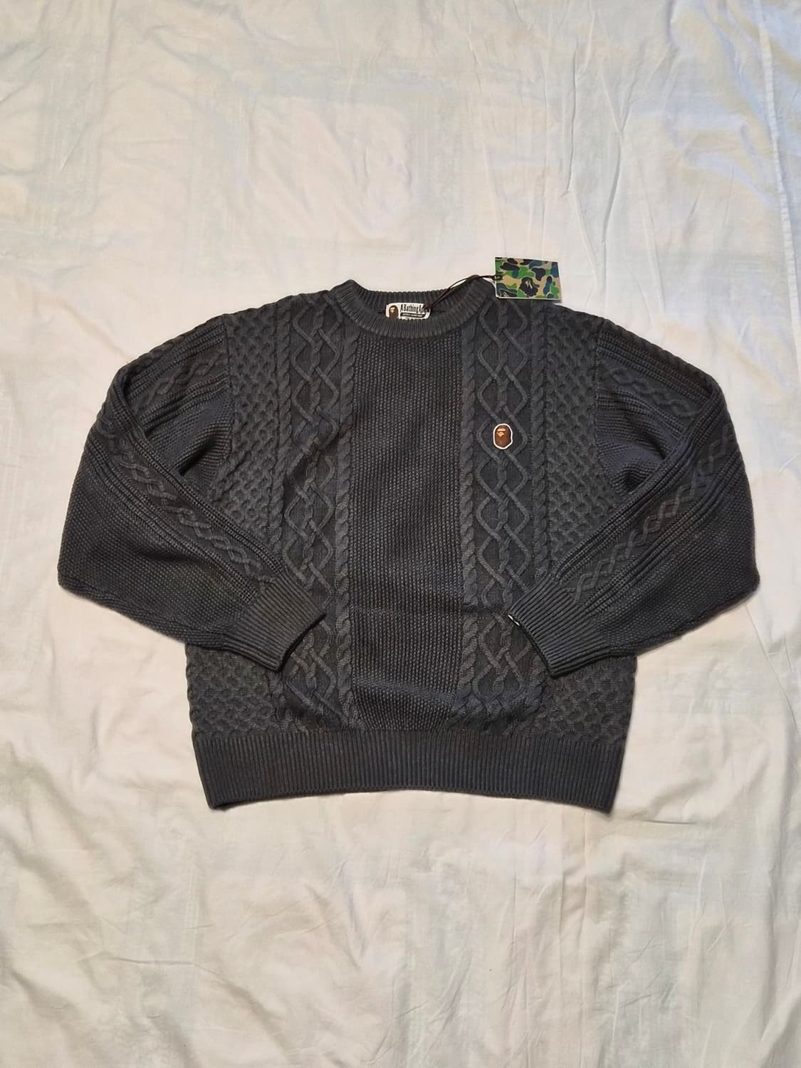 베이프 케이블 니트 차콜 L 새상품 상품이미지1