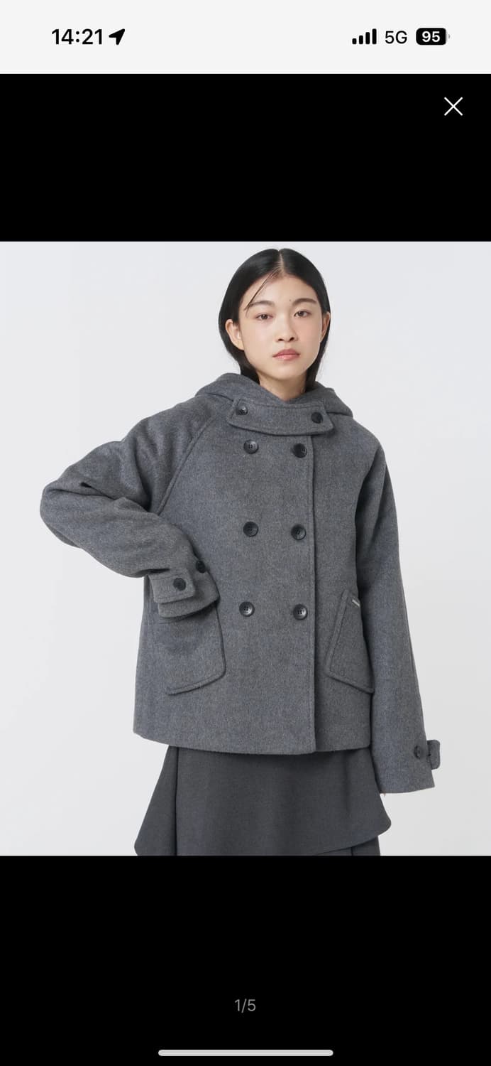 Hoodie double button coat CHARCOAL 상품이미지1