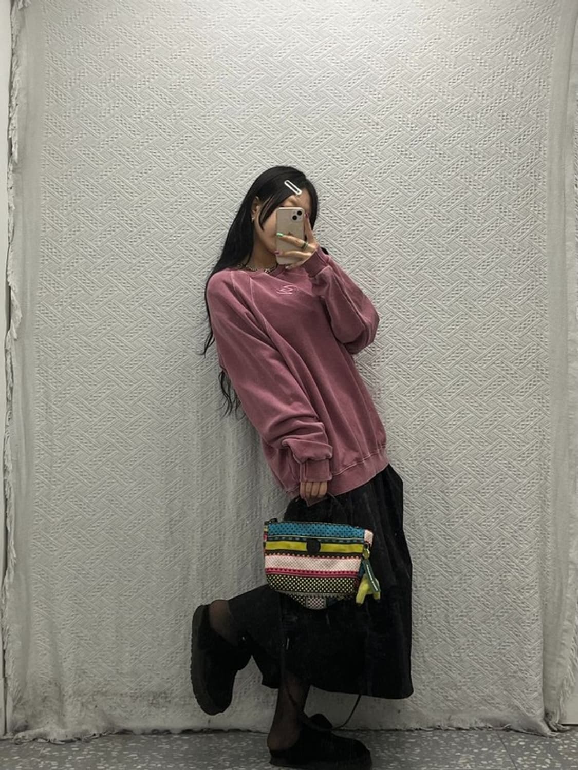 꼼파뇨 피그먼트 오버핏 더스티핑크 맨투맨 스웻셔츠 L C06741 상품이미지1