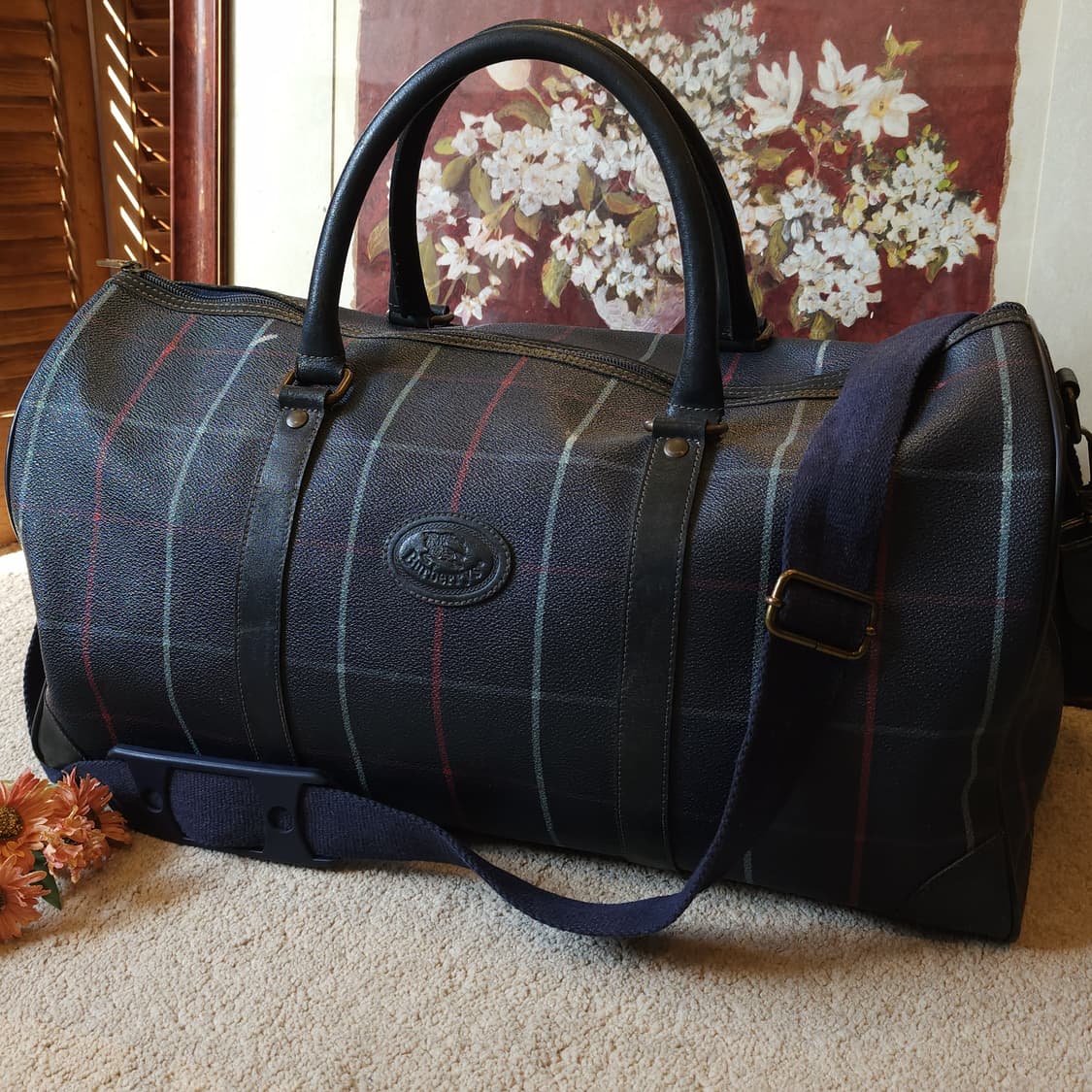 90s 버버리 위크엔드 더플백 잉글랜드 체크 pvc 레더 트레블 백 상품이미지2