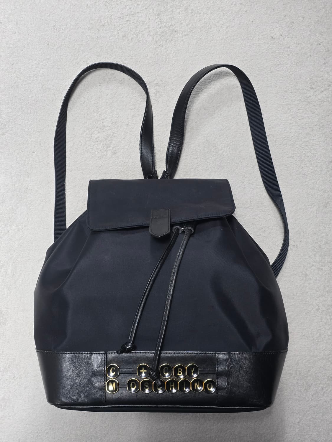 모스키노 로고장식 나일론 레더 백팩 상품이미지1