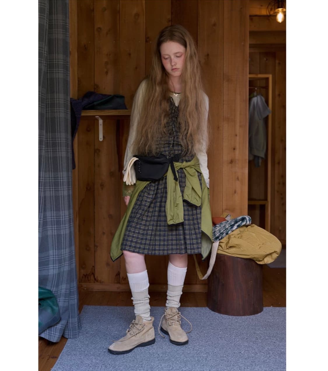 노컨텐츠 체크 슬리브리스 원피스 상품이미지3