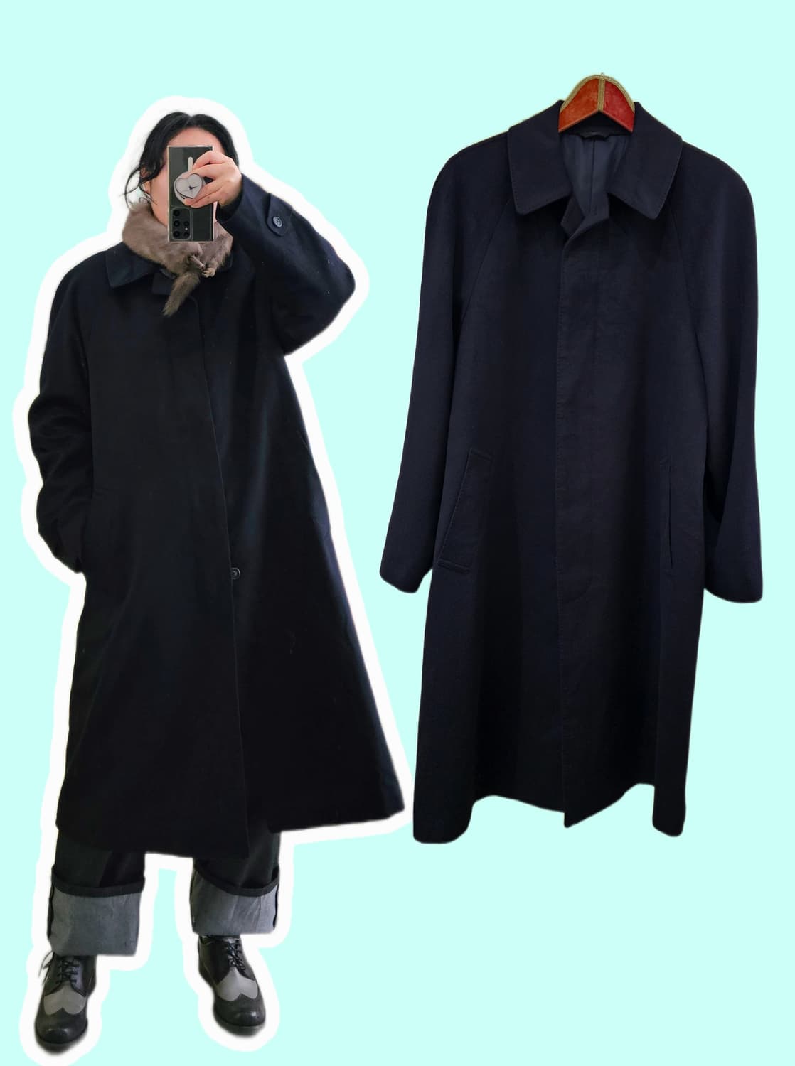 Durban 네이비 퓨어 캐시미어 롱코트 상품이미지1