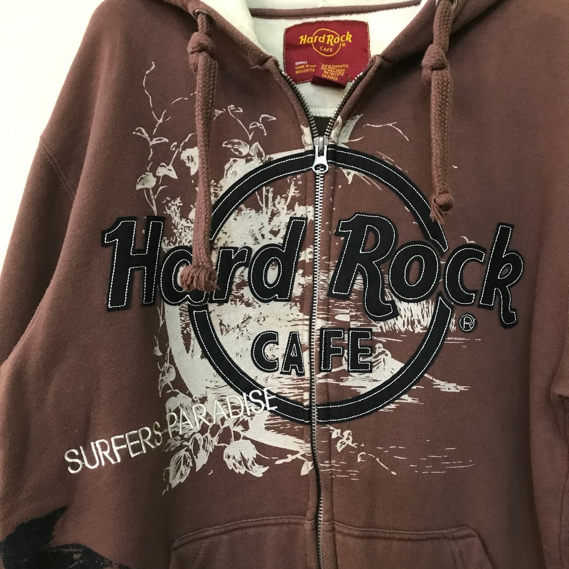 하드락 카페 Hard Rock Cafe 갈색 후드집업 S(95) 상품이미지3