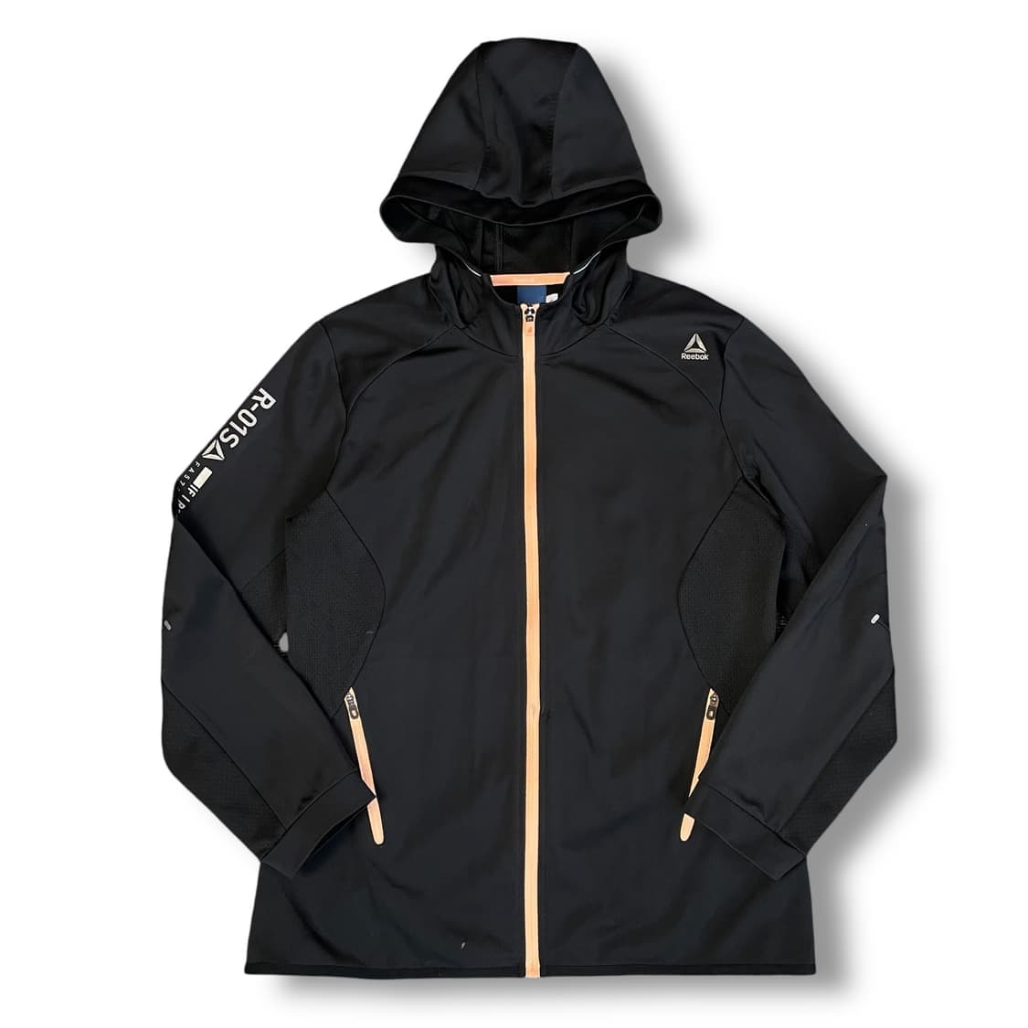 리복 블랙 후드 져지 트랙탑 XL 상품이미지1