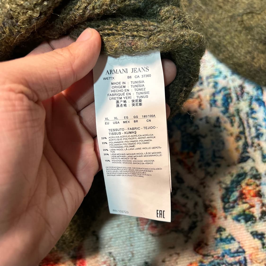 [XL] 아르마니 진 모헤어 케이블 니트 상품이미지5