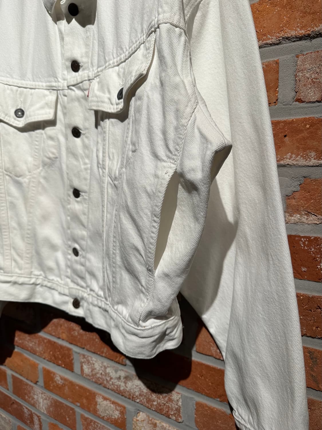 90s USA 빈티지 리바이스 70598-0251 화이트 트러커 데님자켓 상품이미지5