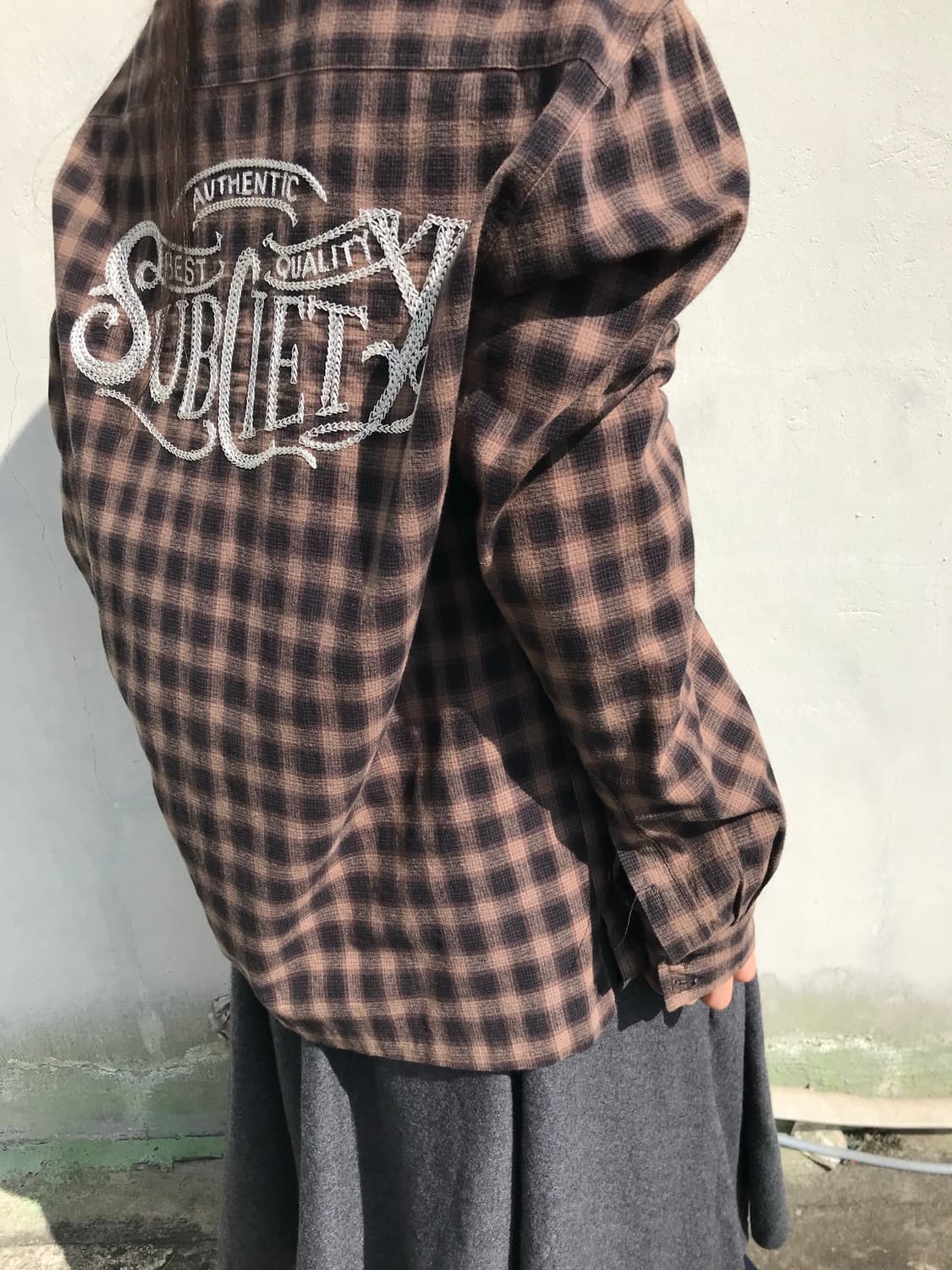 Subciety 브라운 빈티지 체크 셔츠 상품이미지1