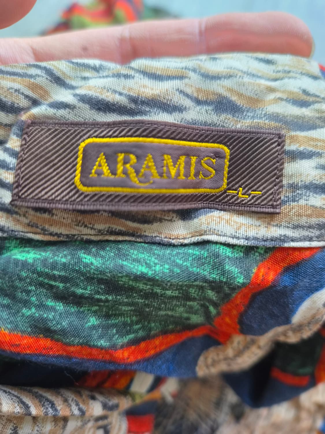 일본빈티지 Aramis 아방가르드 에스닉 패턴 반팔셔츠 L 상품이미지2