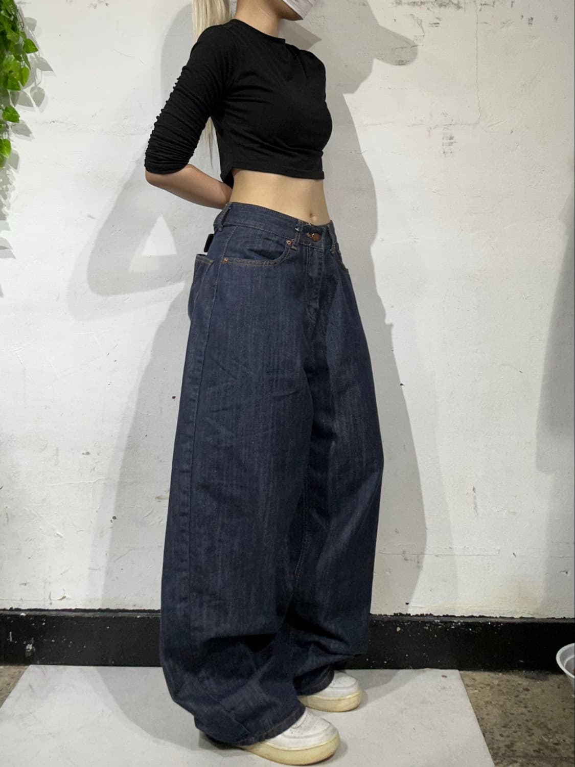 빈티지 진청 와이드 데님 벌룬 팬츠 청바지 S 상품이미지1
