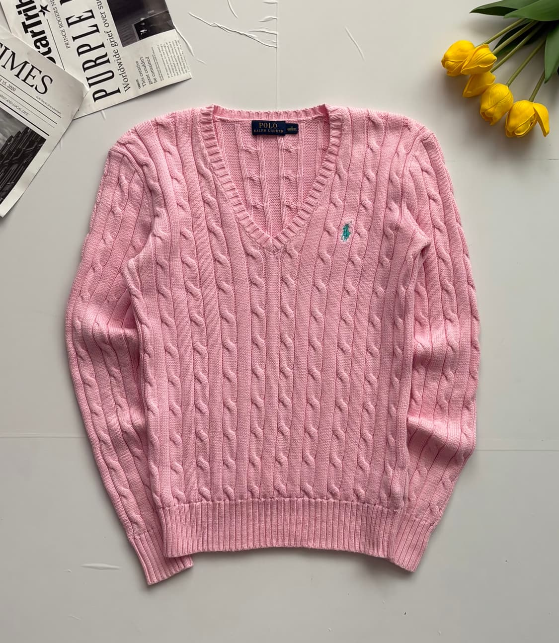 Polo 폴로랄프로렌 핑크 케이블 니트 상품이미지2