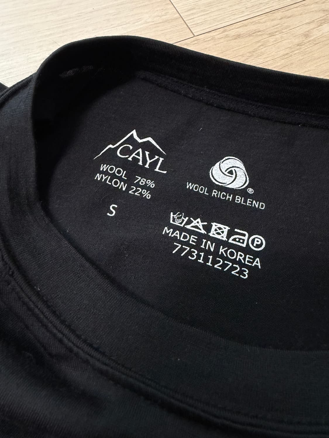 케일 cayl 메리노 블랜드 쇼트 슬리브 반팔 티셔츠 S 상품이미지4
