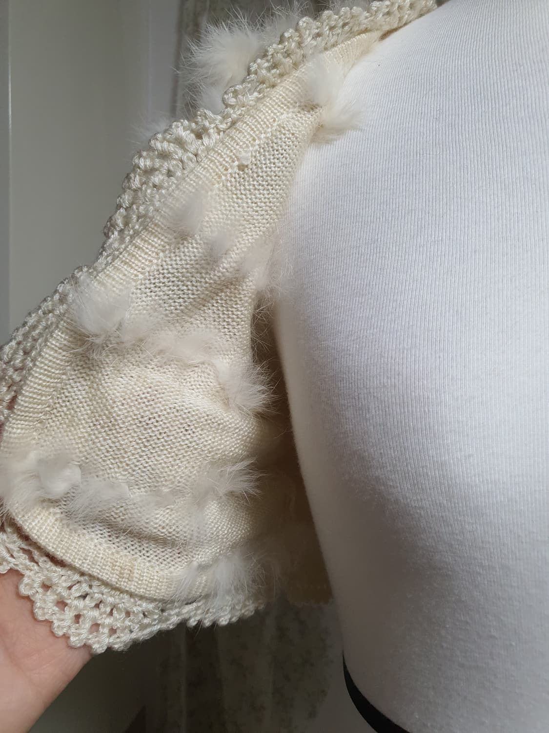 [갸루] 아이보리 퍼 숏 볼레로 가디건 상품이미지2