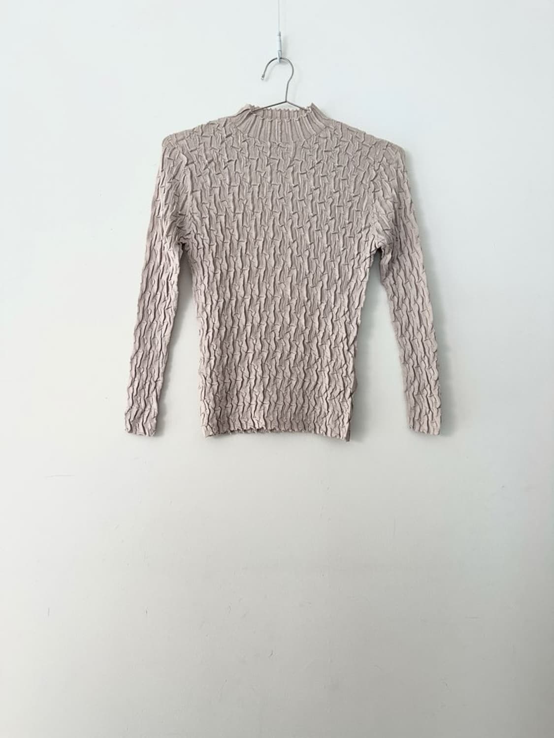 Woven pattern mocneck sleeveless / beige 상품이미지1