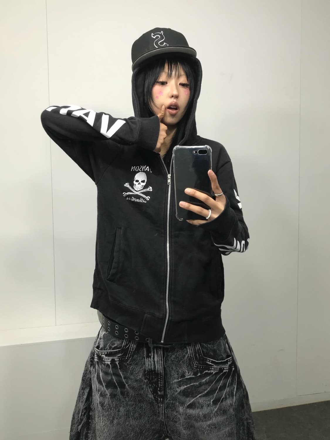 Vanson Skull Printing Hood Zip-Up 상품이미지6