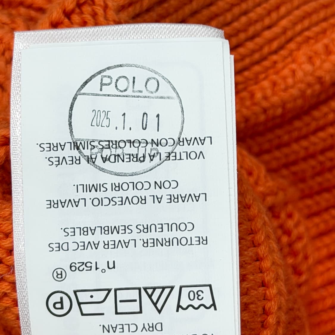 폴로 랄프로렌 QR 케이블 니트 코튼 크루넥 가디건 오렌지 XS 상품이미지7
