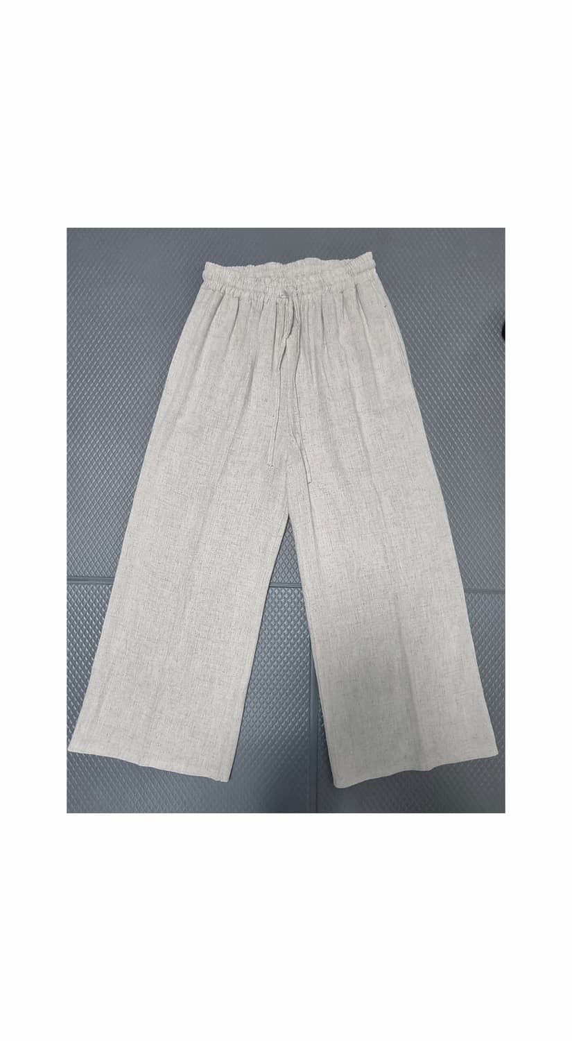 베이지 코튼 와이드 팬츠 바지 상품이미지1