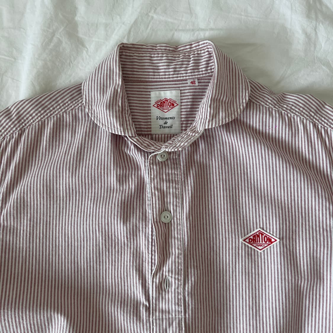 Danton 퍼플 스트라이프 체크 반팔 셔츠 상품이미지2