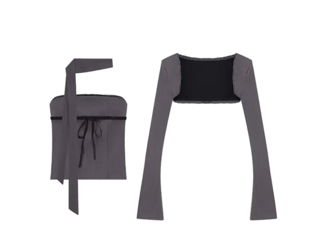 지그재그 에이블리 볼레로 스카프 탑 세트 셋업 상품이미지3