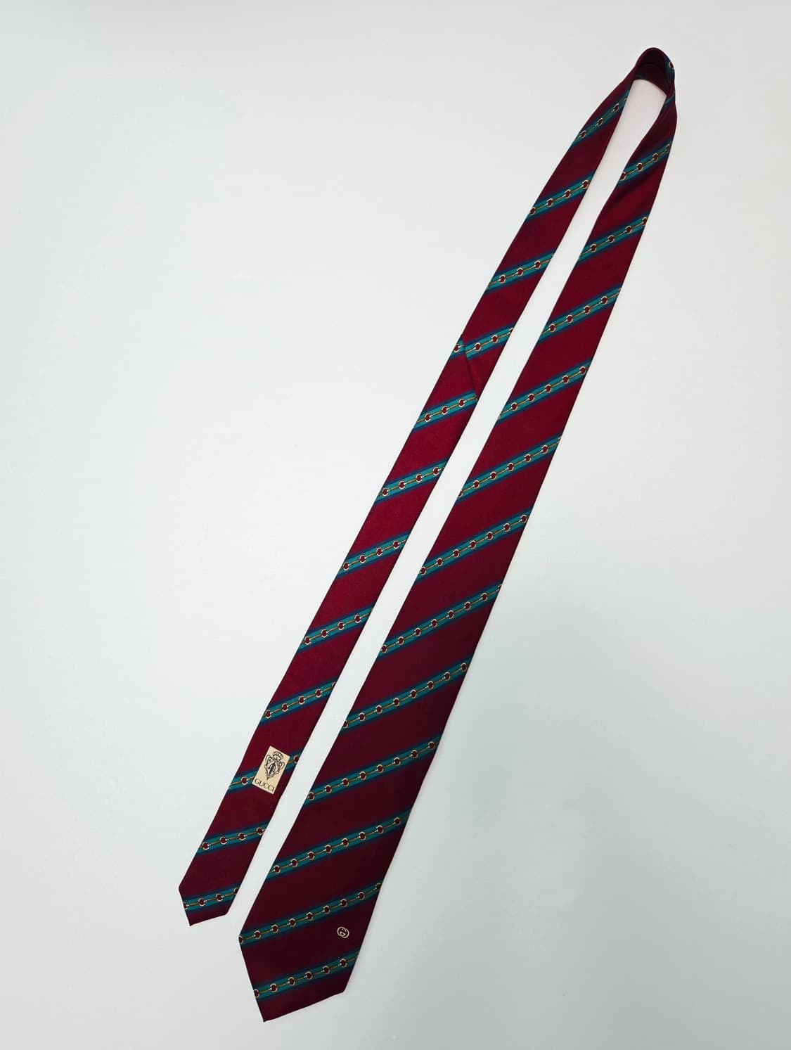구찌 버건디 체인 실크 넥타이 상품이미지2