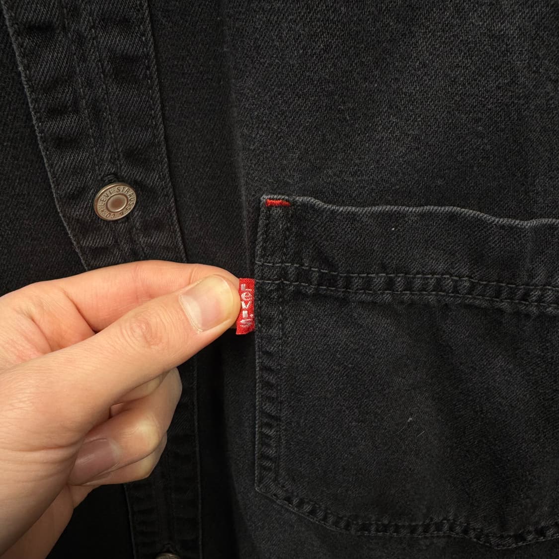 00s 리바이스 레드탭 데님 셔츠 전면 투포켓 포인트 흑청 상품이미지6