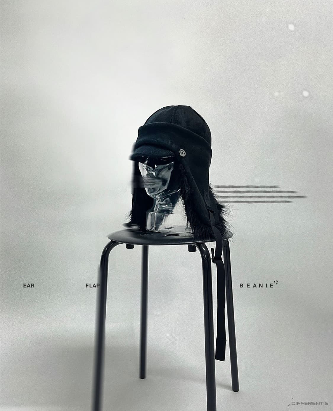 디퍼런티스 이어플랩 비니 검정 /디퍼런트 이즈 오케이 상품이미지3