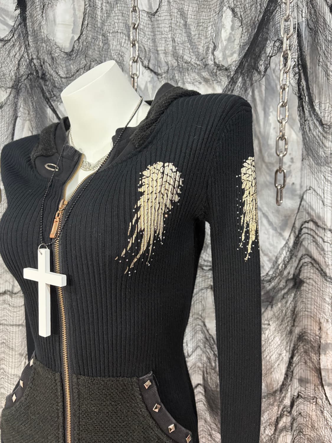 PUNK Gothic cubic wing Hoodie Zip up 상품이미지7