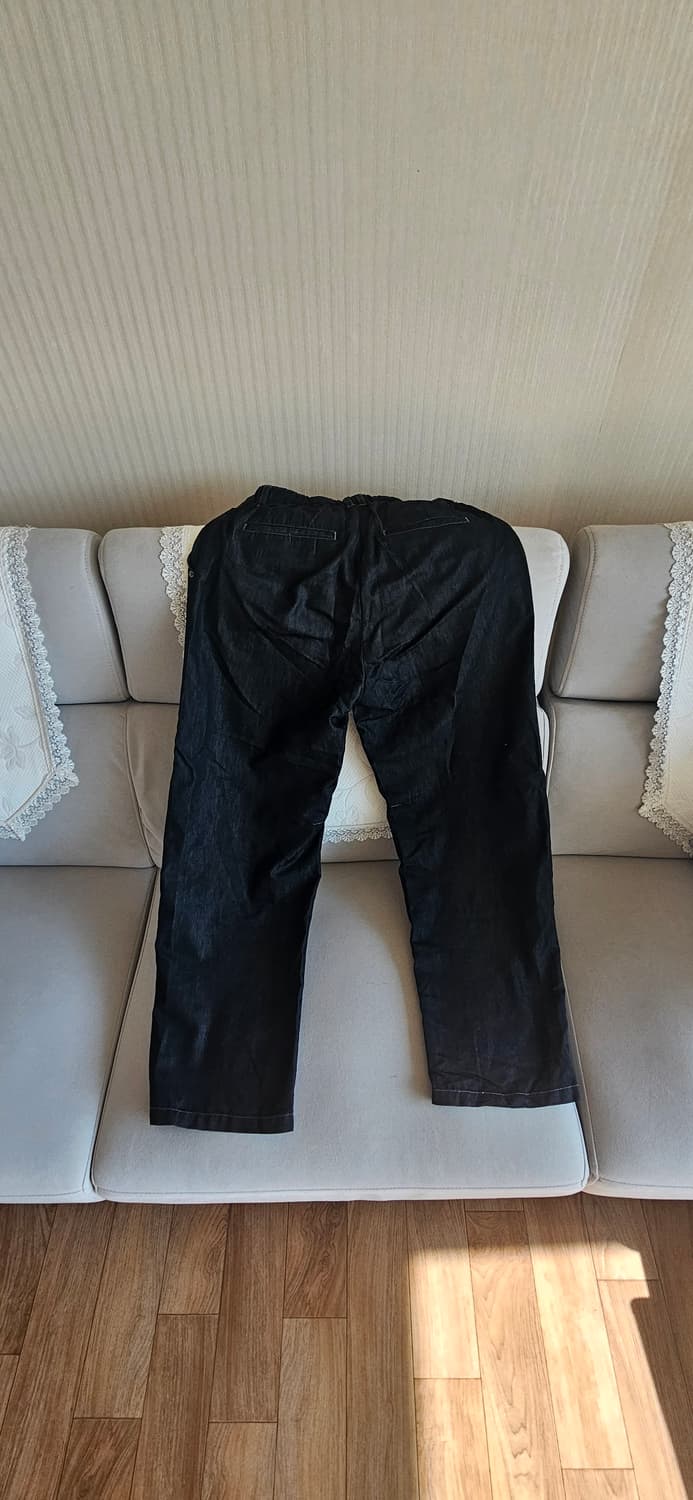 비슬로우 와이드핏 투턱 린넨 데님 팬츠 퓨어 블랙30 상품이미지3