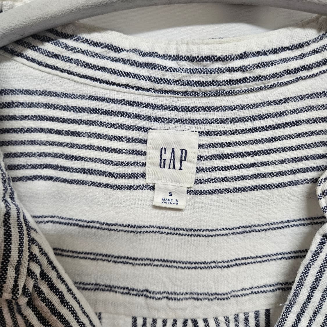 갭 GAP 코튼 린넨 스트라이프 슬리브리스 롱 원피스 S 상품이미지3