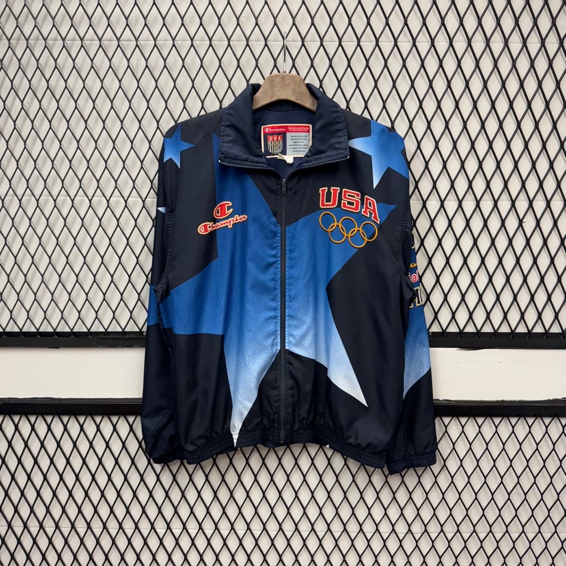 챔피온 USA 팀 자켓 1996 아틀란타 올림픽 빅로고 스타 프린팅 블랙 상품이미지1