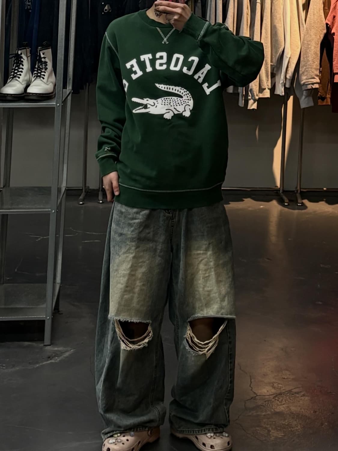 라코스테 빅크록 레터링 그린 스웻셔츠 A3569 상품이미지1