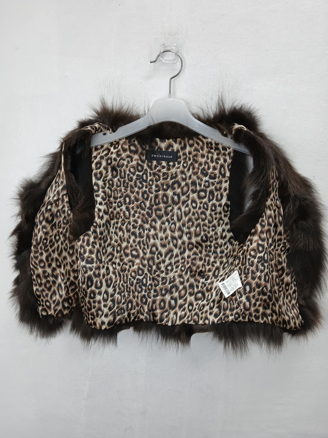 Sweet Soup 천연폭스 퍼 브라운 베스트 55 S 새제품급 상품이미지6