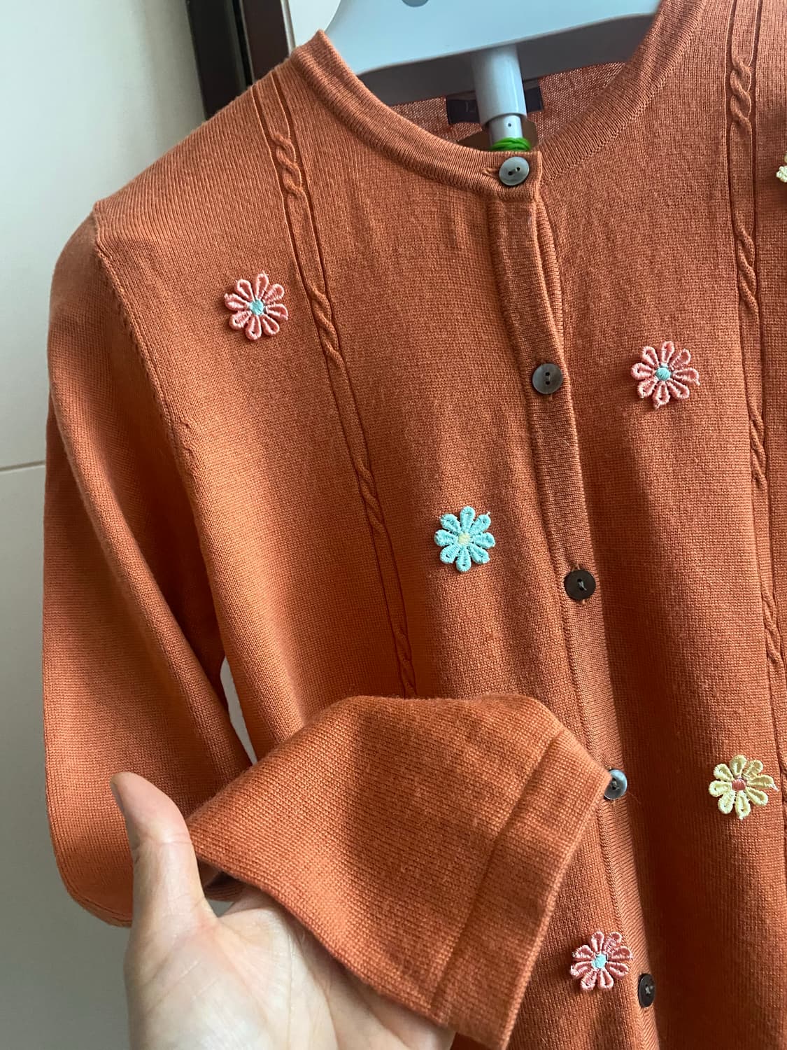 LANSOIR 꽃무늬 가디건 M 오렌지 상품이미지3