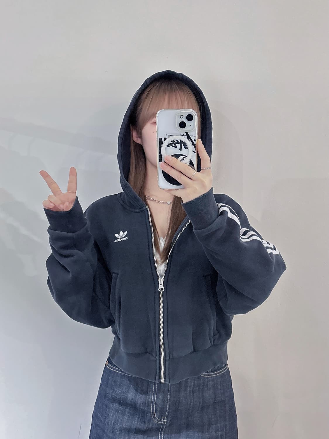 아디다스 크롭 삼선 후드집업 상품이미지3