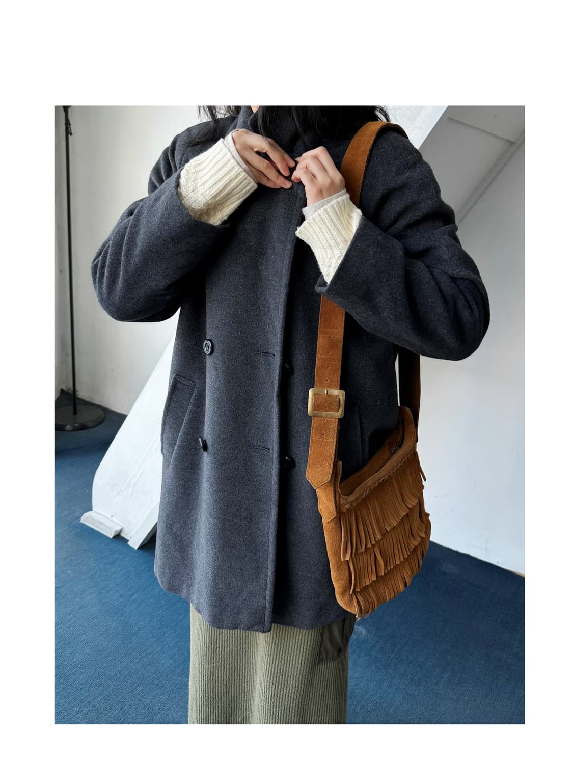 Angora blend brushed fabric mid coat 상품이미지1