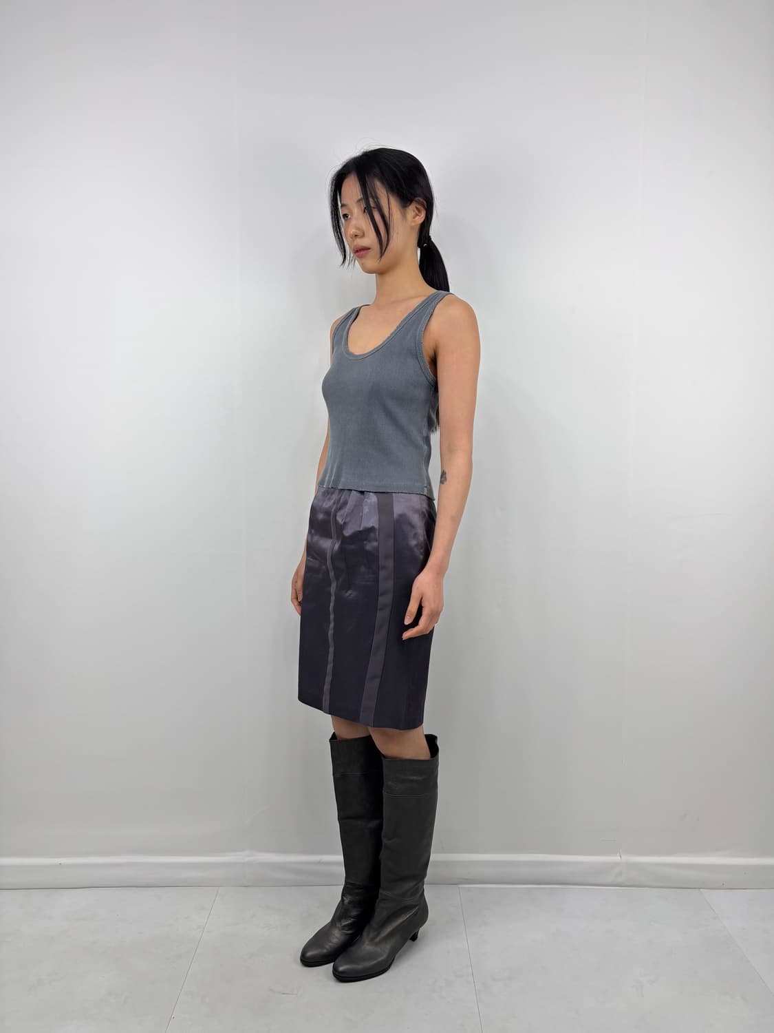 DUAL STRIPE PURPLE MIDI SKIRT 상품이미지3