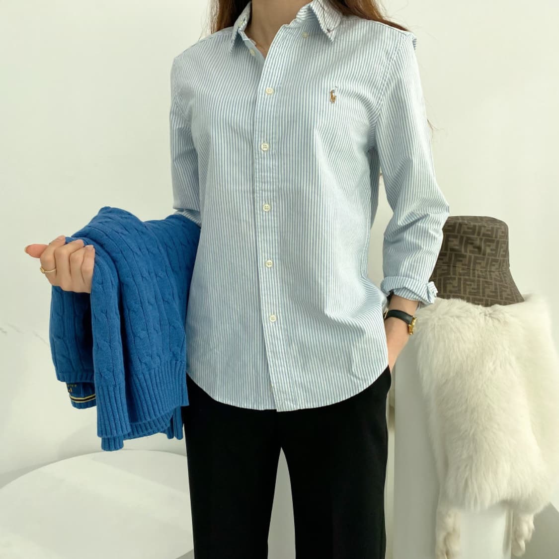 폴로 블루 스트라이프 셔츠 상품이미지3
