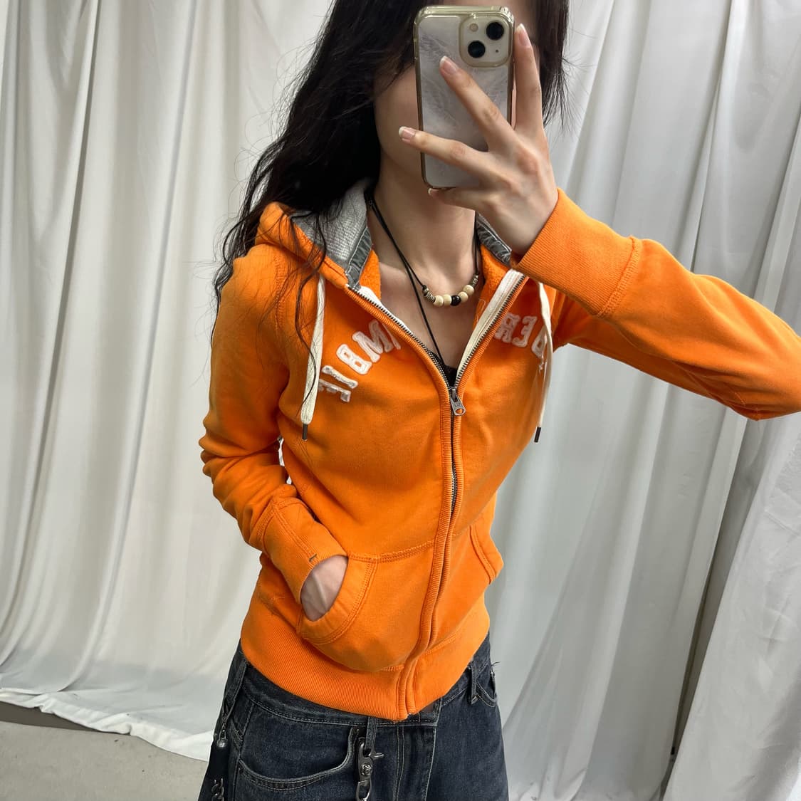 Abercrombie orange hood zip-up 상품이미지3