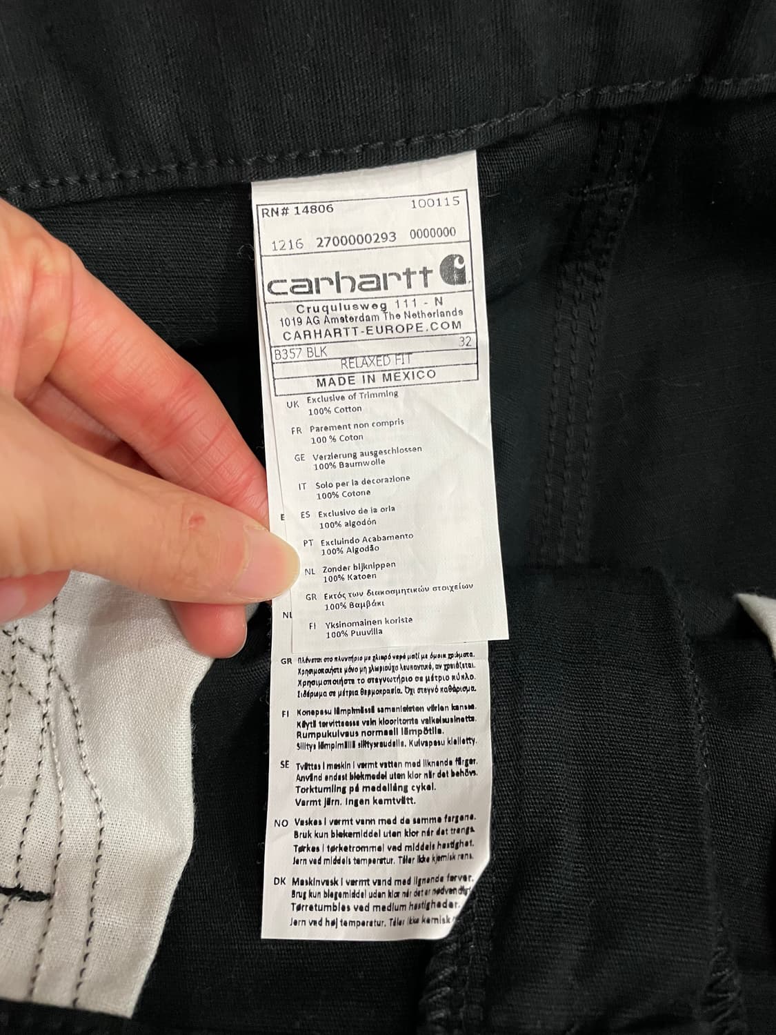 칼하트 립스탑 카고 워크 쇼츠 블랙 B357 상품이미지8