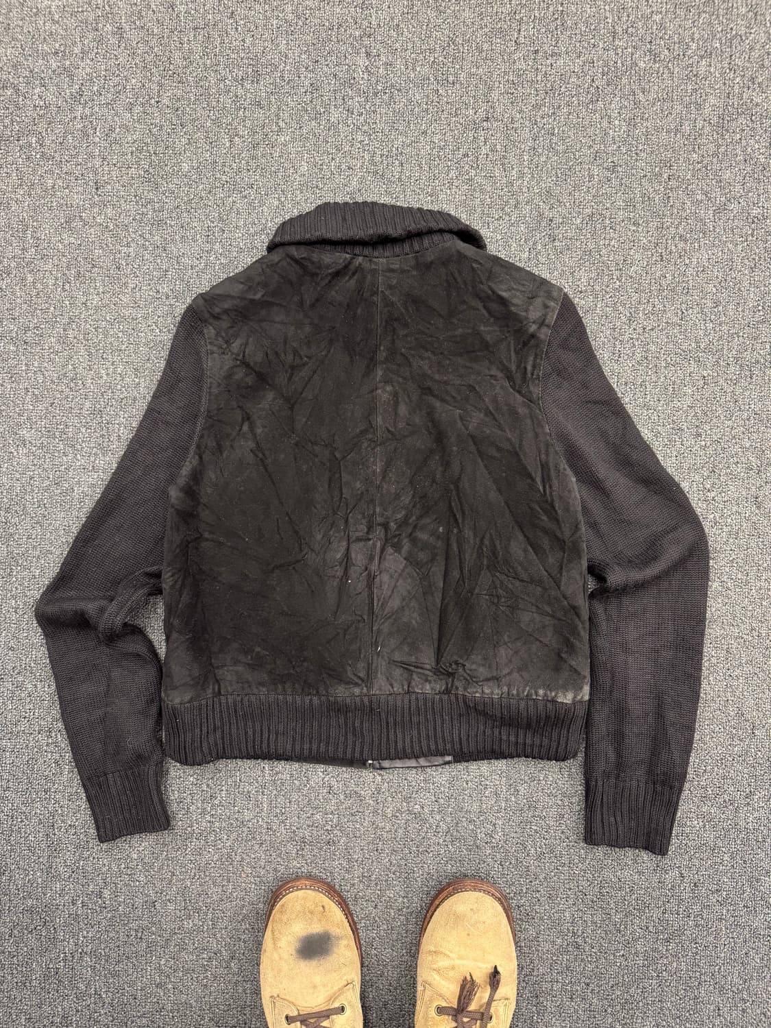 American vintage 여성 가죽 니트자켓 상품이미지4