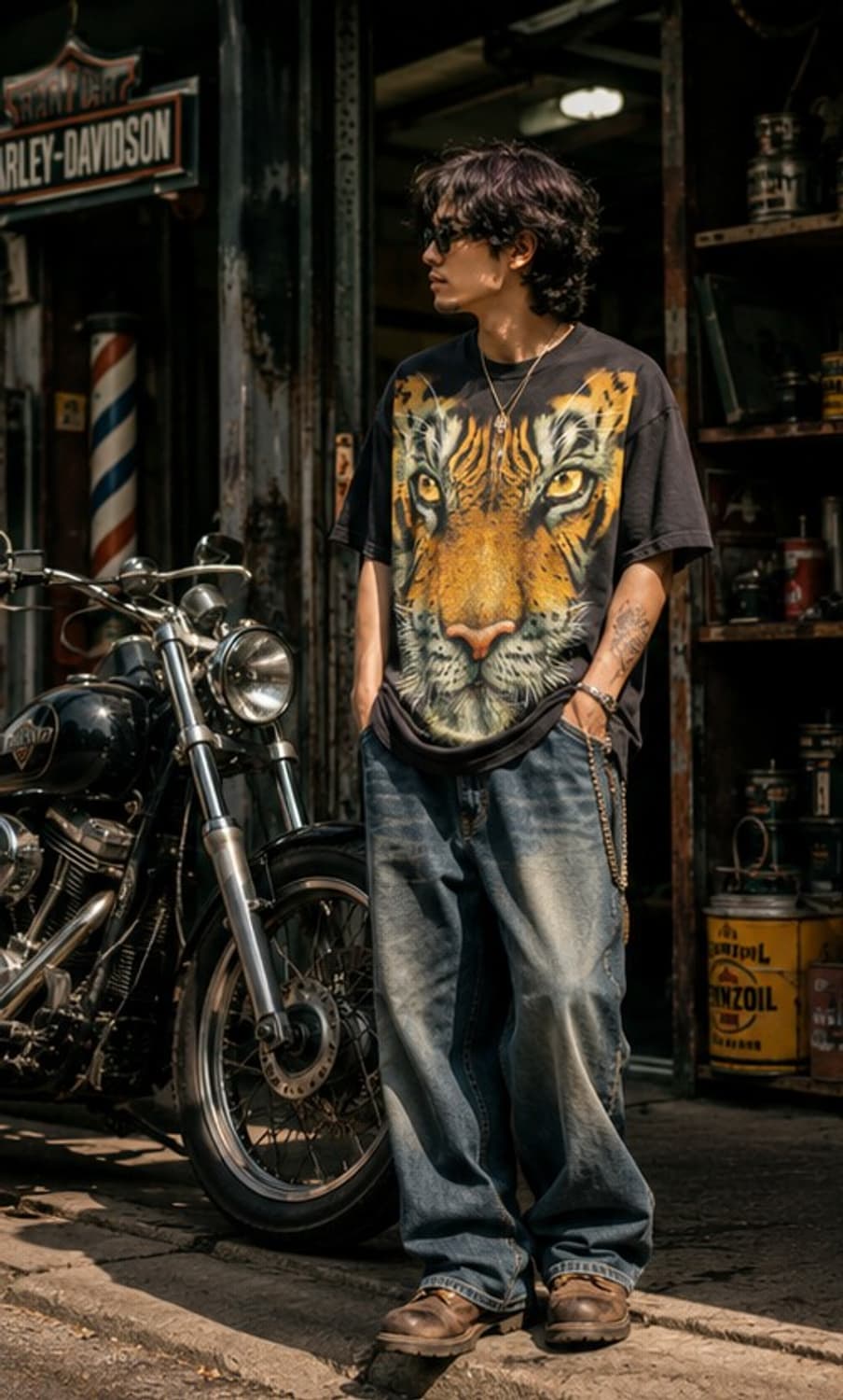 High Definition Black Tiger Graphic Tee 상품이미지1