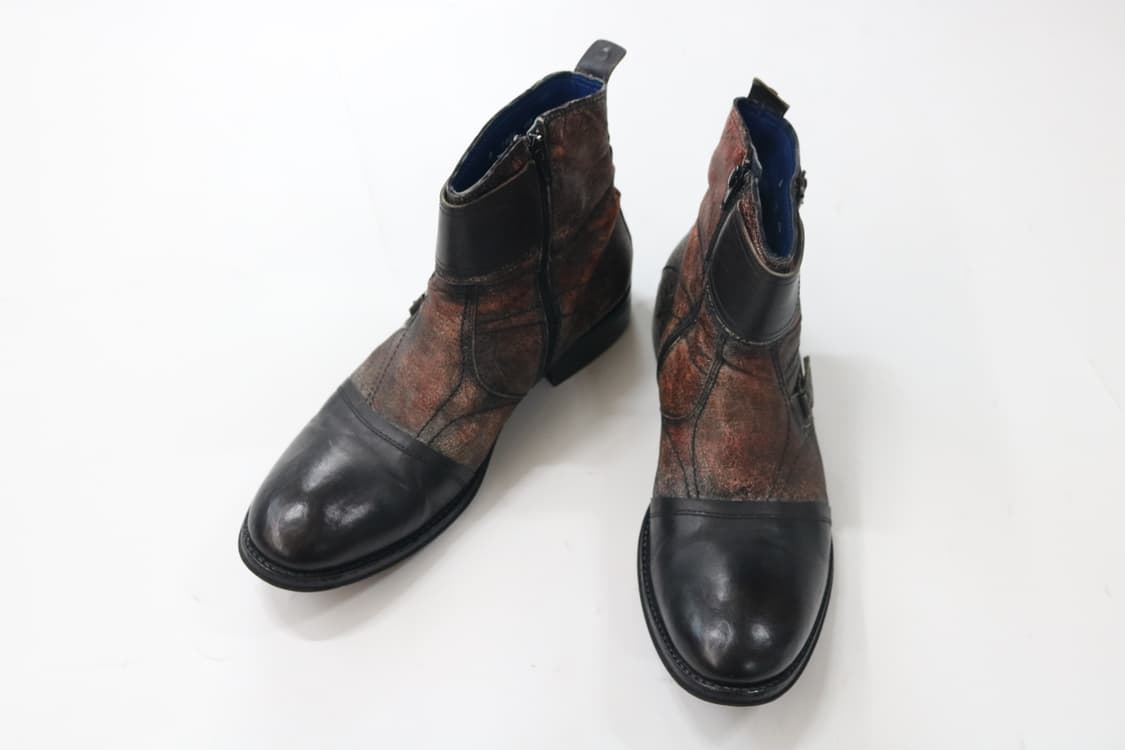 BLU 빈티지 레더 패치워크 버클 사이드 지퍼 부츠 (40) 상품이미지3