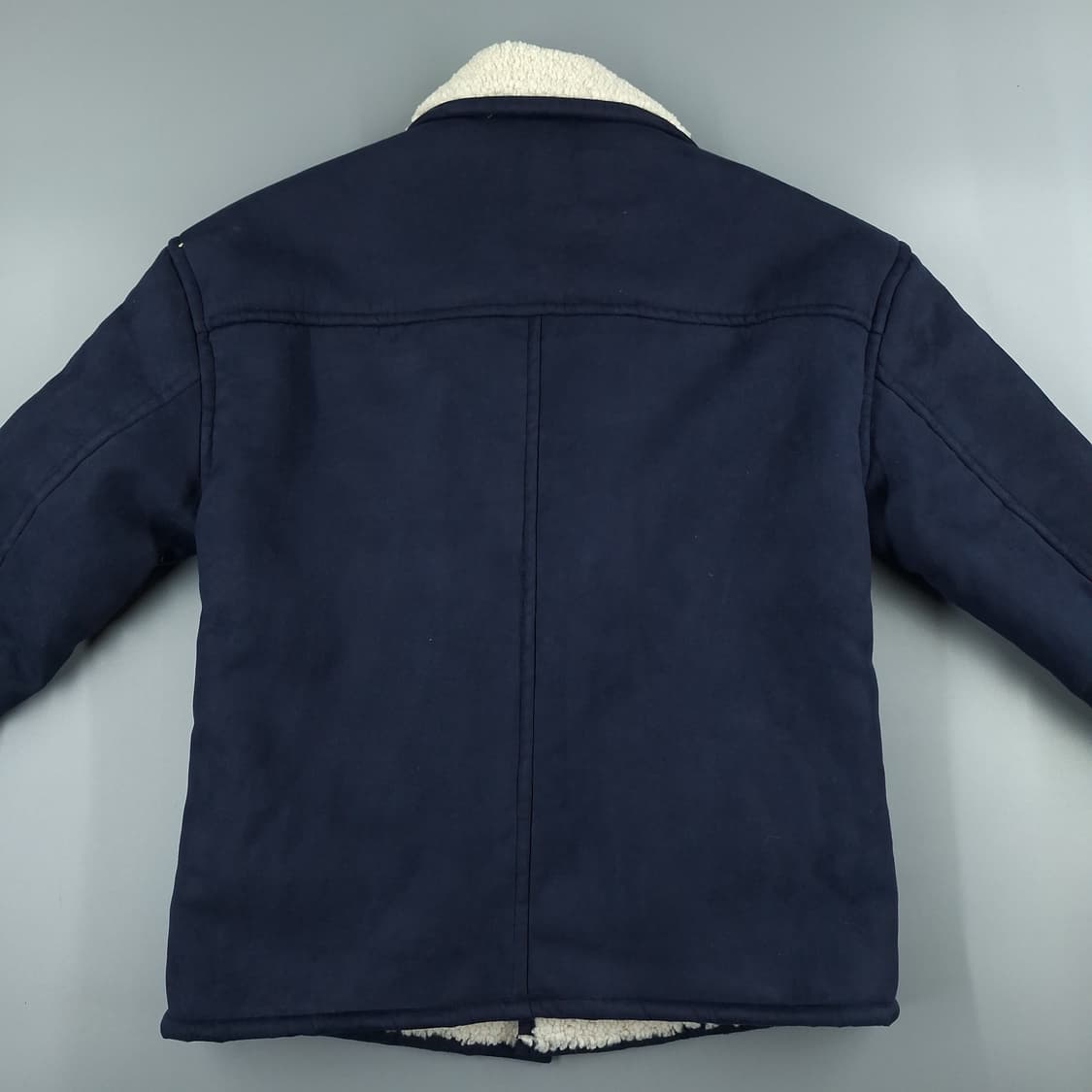 자라 네이비 아이보리 비건레더 스웨이드 아메카지 이너플리스 카라넥 무스탕 상품이미지9