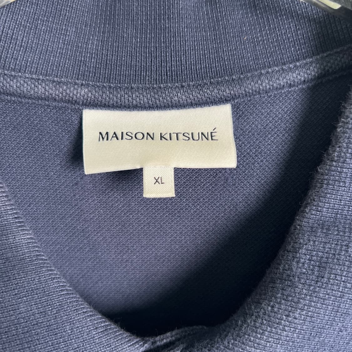 메종키츠네 폭스 헤드 패치 네이비 반팔 폴로 셔츠 XL 상품이미지4