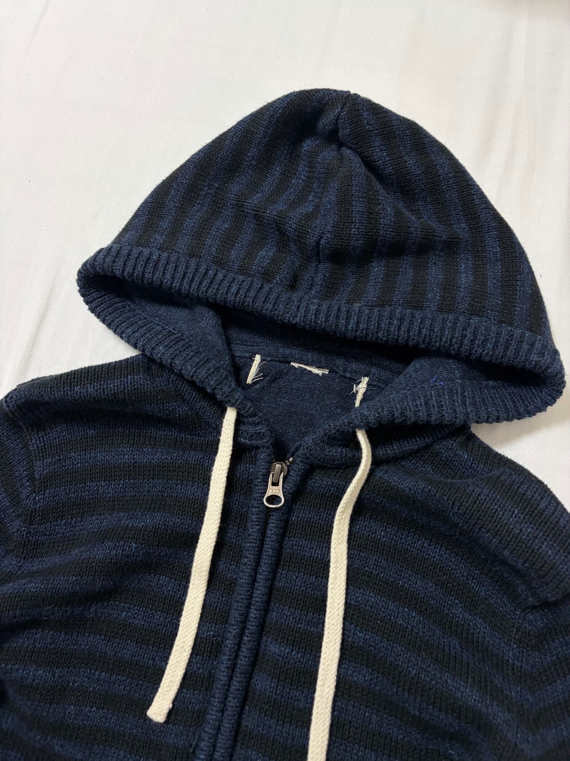 블루 스트라이프 펑크 니트 후드집업 상품이미지3