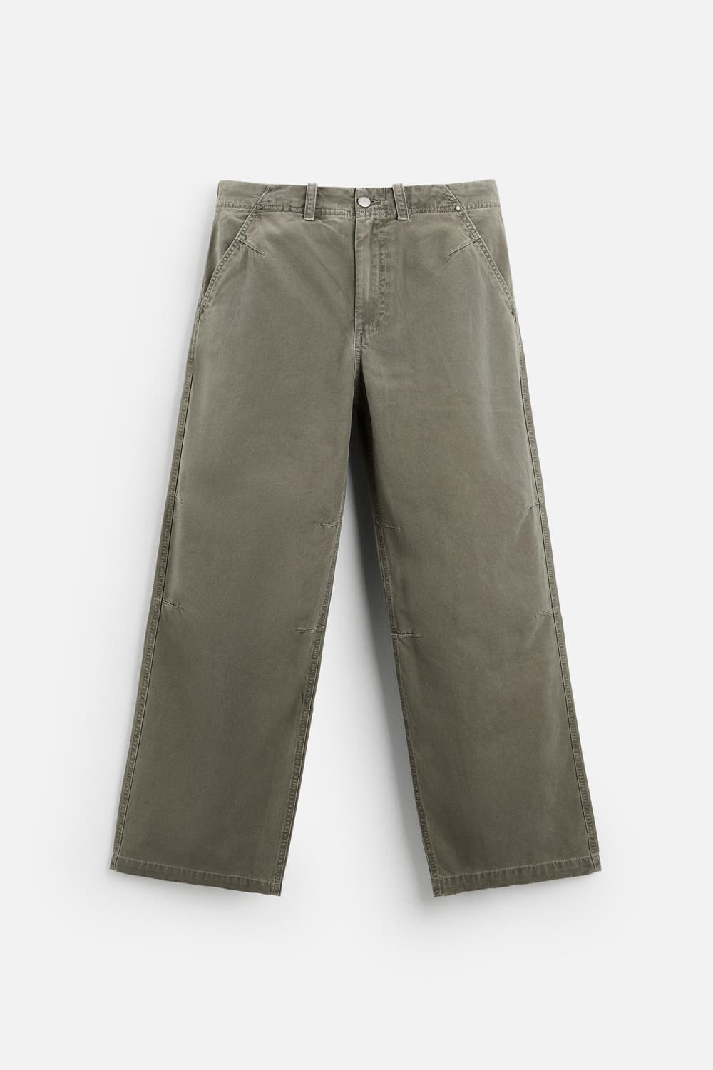 자라 워시드 이팩트 릴렉스드핏 카키 팬츠  상품이미지1