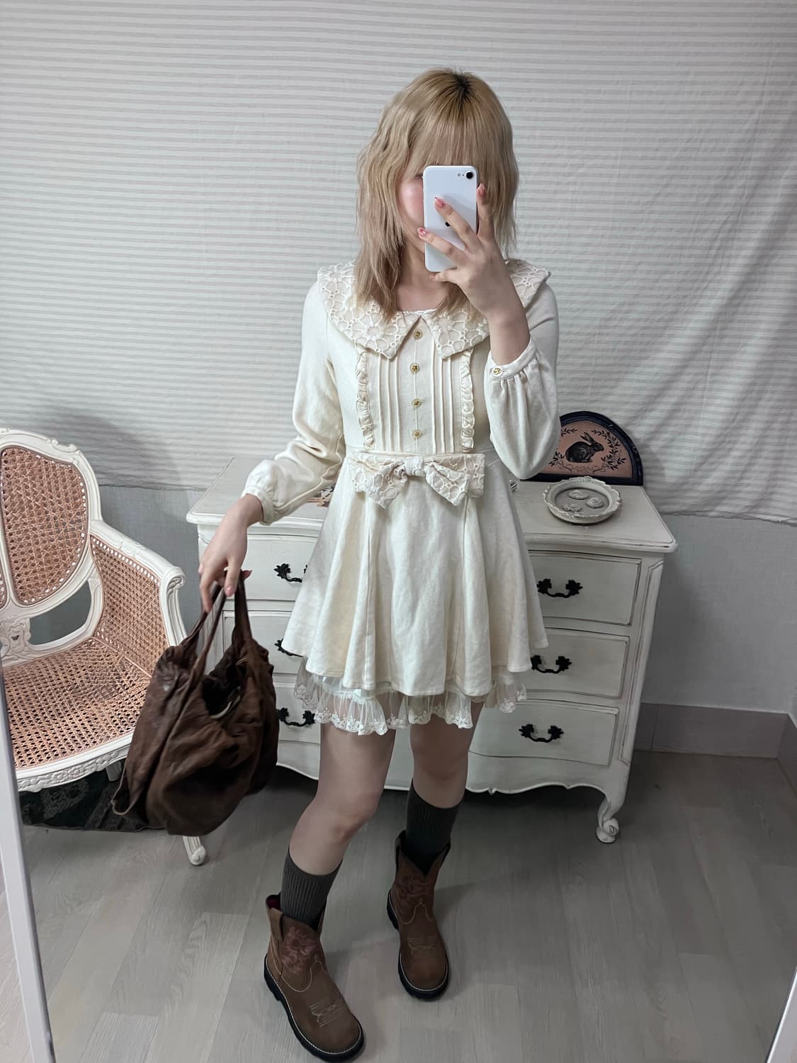 Lizlisa ivory princess ribbon one-piece 상품이미지5